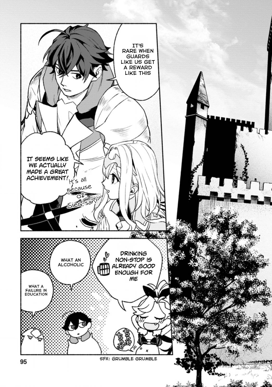 Sono Monban, Saikyou Nitsuki: Tsuihou Sareta Bougyo Ryoku 9999 no Senshi, Ou Miyako no Monban Toshite Musou Suru chapter 14.1 page 4