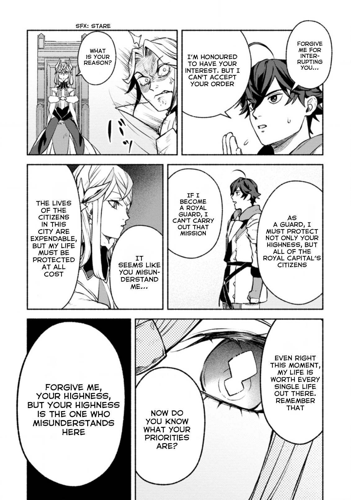 Sono Monban, Saikyou Nitsuki: Tsuihou Sareta Bougyo Ryoku 9999 no Senshi, Ou Miyako no Monban Toshite Musou Suru chapter 14.2 page 10