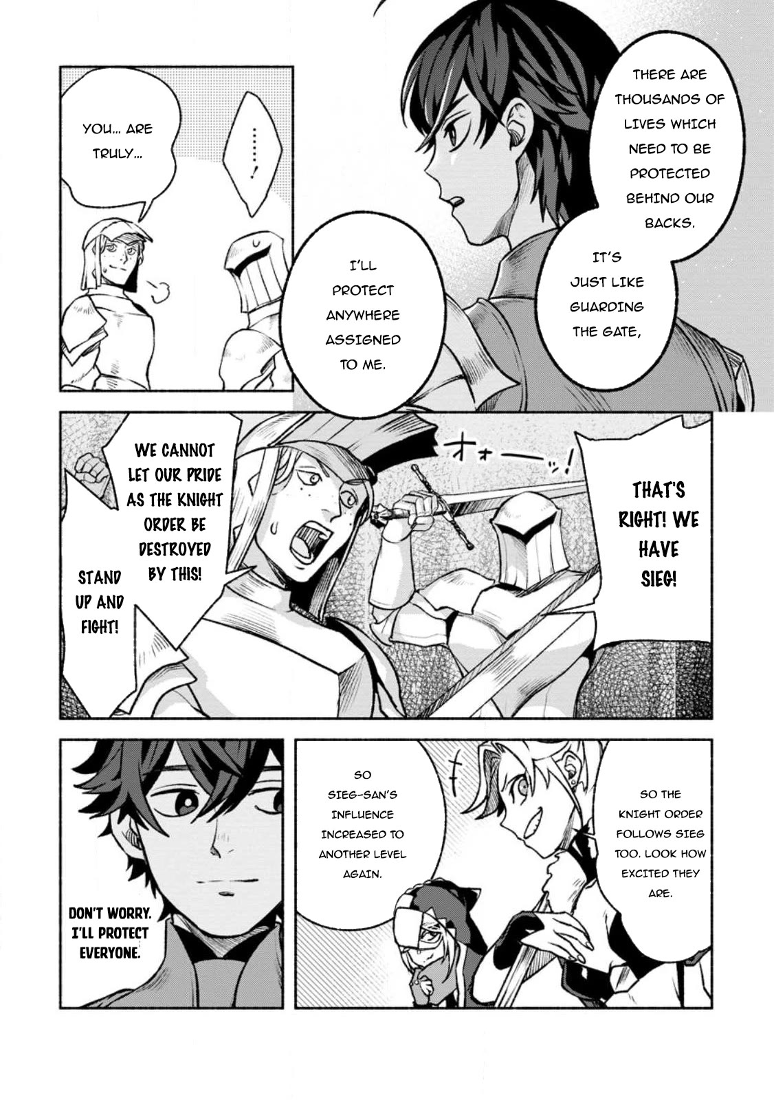 Sono Monban, Saikyou Nitsuki: Tsuihou Sareta Bougyo Ryoku 9999 no Senshi, Outo no Monban Toshite Musou Suru chapter 26 page 6