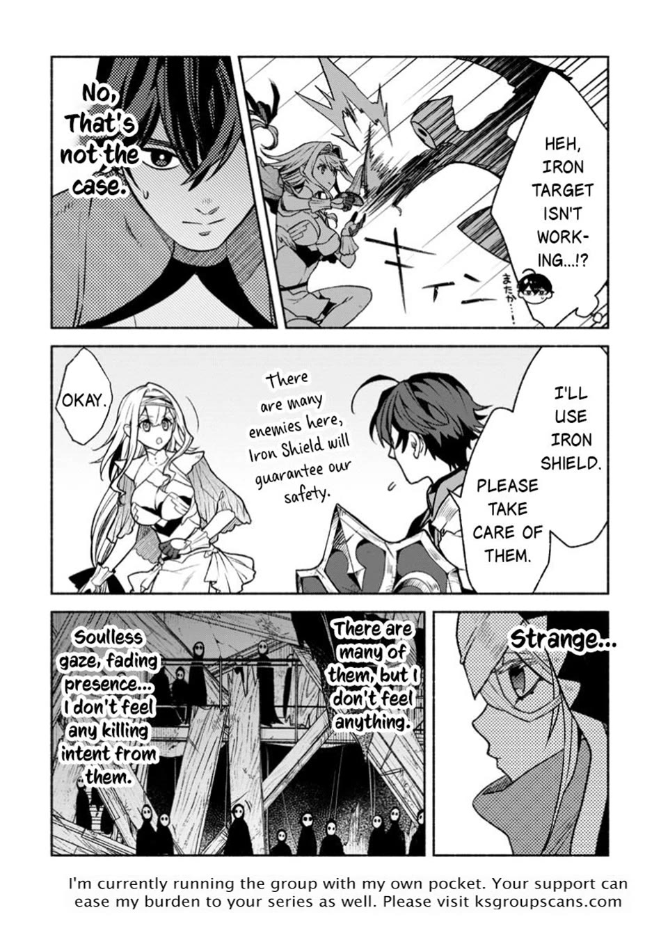 Sono Monban, Saikyou Nitsuki: Tsuihou Sareta Bougyo Ryoku 9999 no Senshi, Outo no Monban Toshite Musou Suru chapter 37 page 12