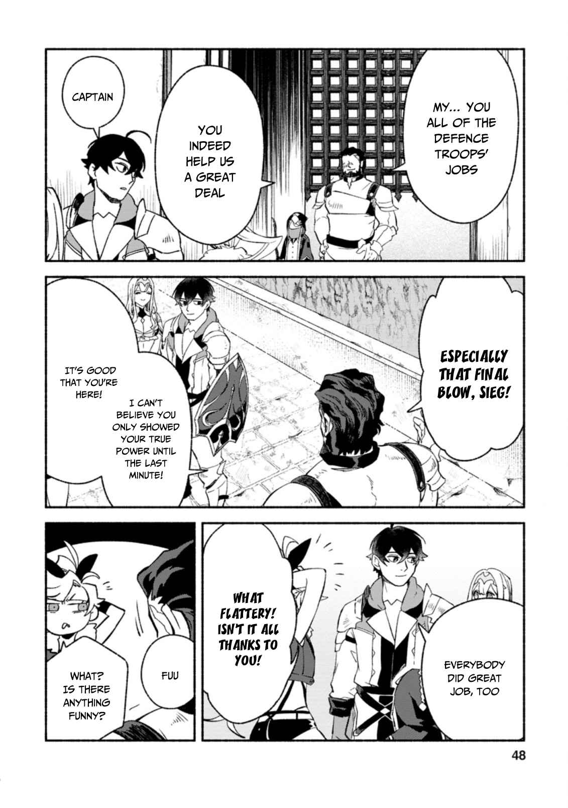 Sono Monban, Saikyou Nitsuki: Tsuihou Sareta Bougyo Ryoku 9999 no Senshi, Outo no Monban Toshite Musou Suru chapter 7.2 page 7