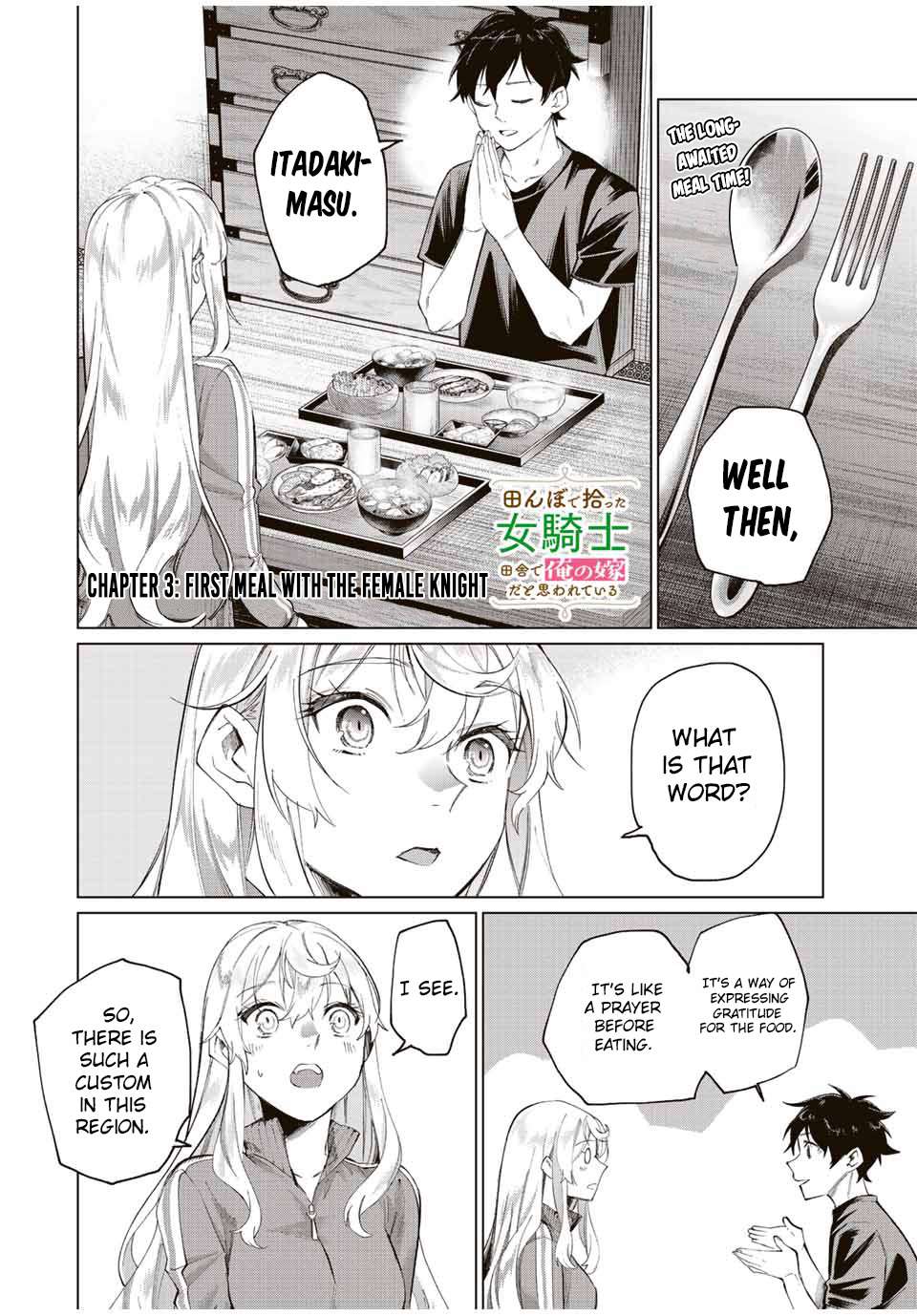 Tanbo de Hirotta Onna Kishi, Inaka de Ore no Yome da to Omowareteiru chapter 3 page 1