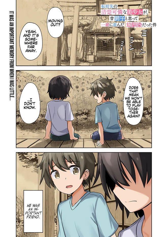 Tenkosaki: The Neat and Pretty Girl at My New School Is a Childhood Friend of Mine Who I Thought Was a Boy chapter 1 page 2