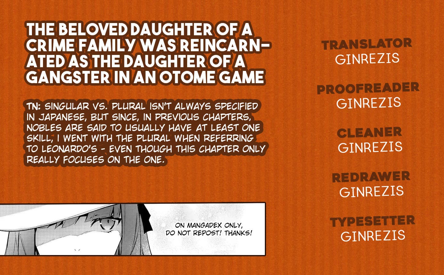 The Beloved Granddaughter of a Yakuza Family Was Reincarnated as the Daughter of a Gangster in an Otome Game chapter 27 page 37