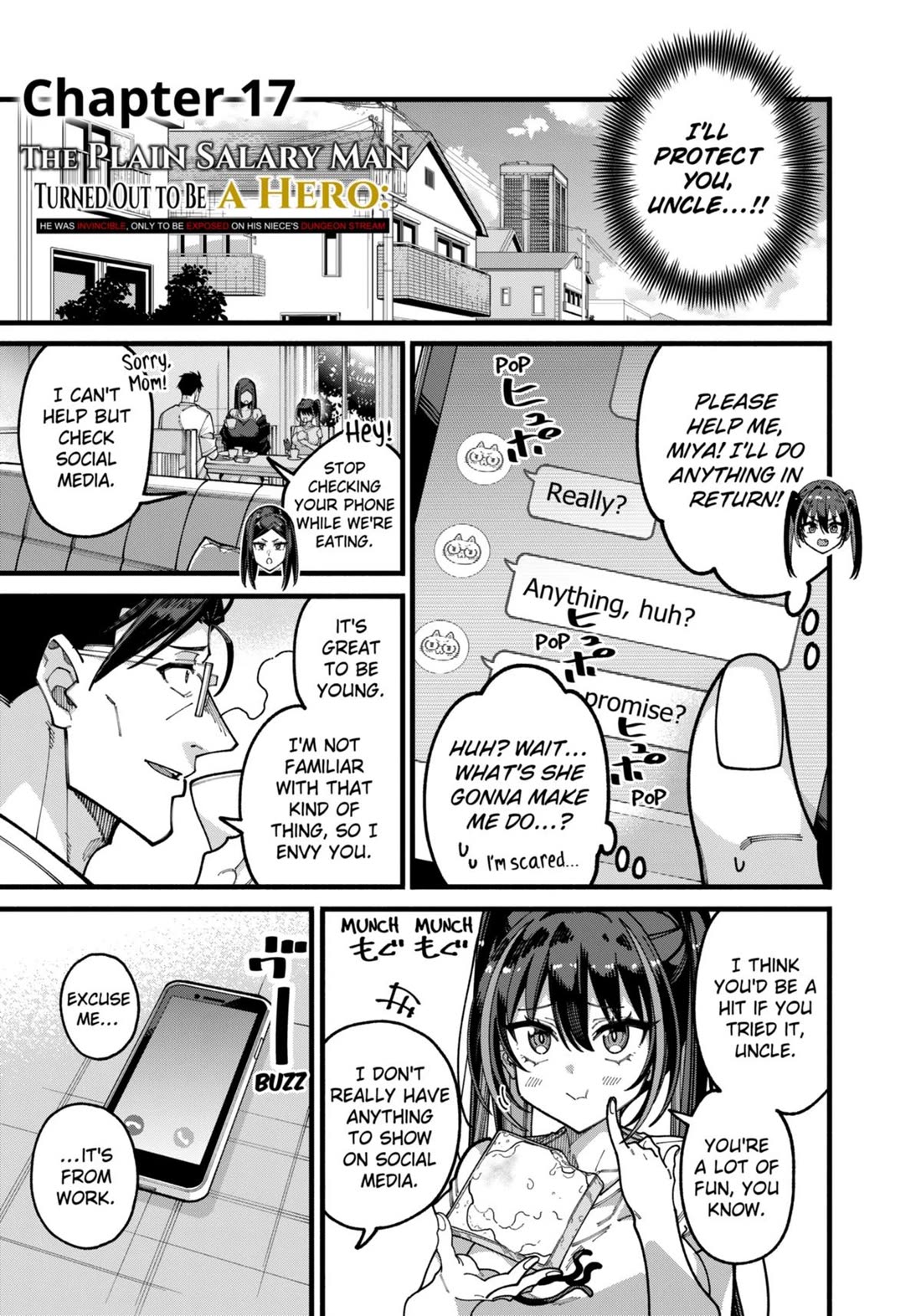The Plain Salary Man Turned Out to Be a Hero: He was Invincible, Only to Be Exposed on His Niece's Dungeon Stream chapter 17 page 1