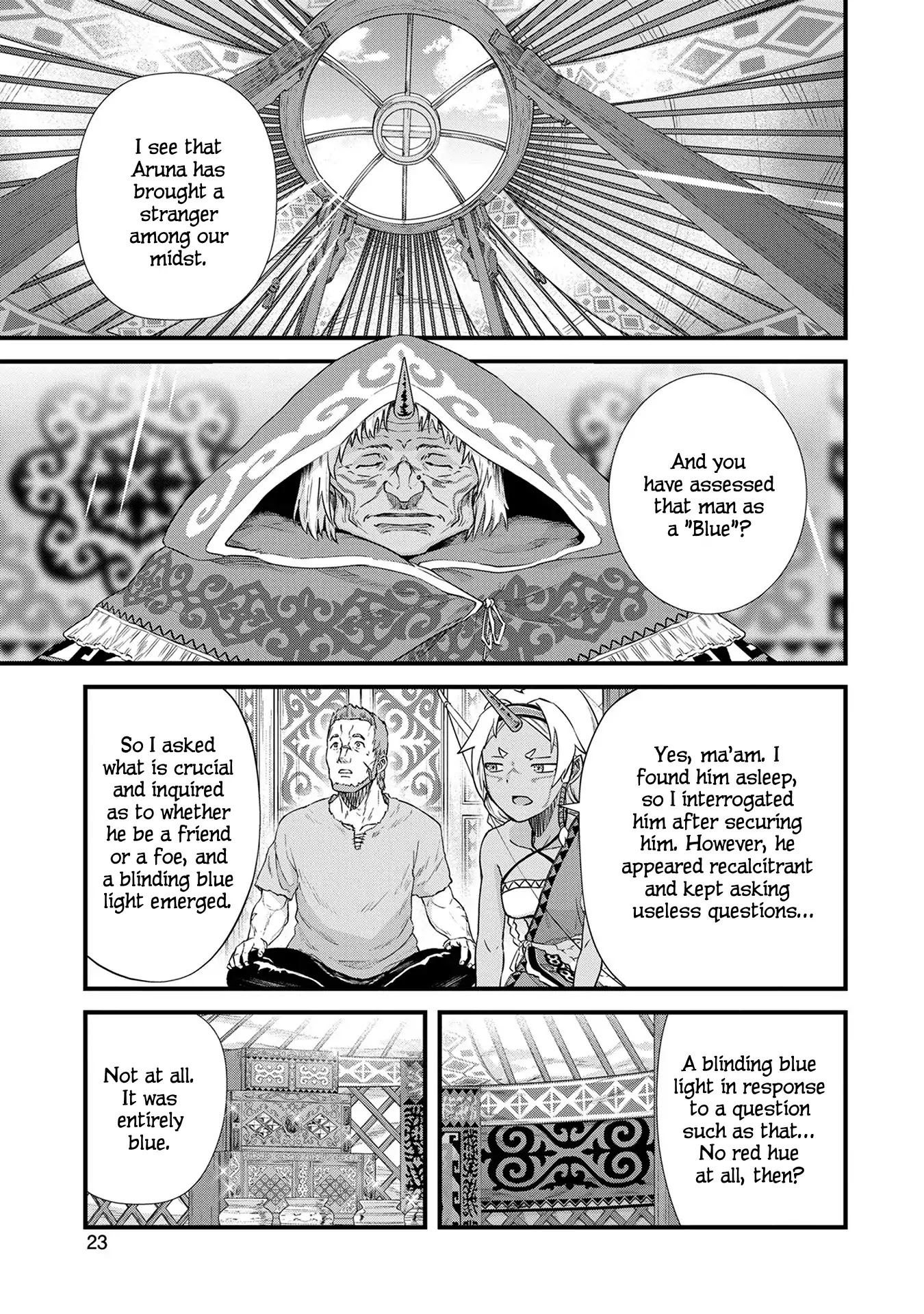 The Population Of The Frontier Owner Starts With 0. "Dias The Blue" And A Blue Horned Girl. chapter 1 page 25