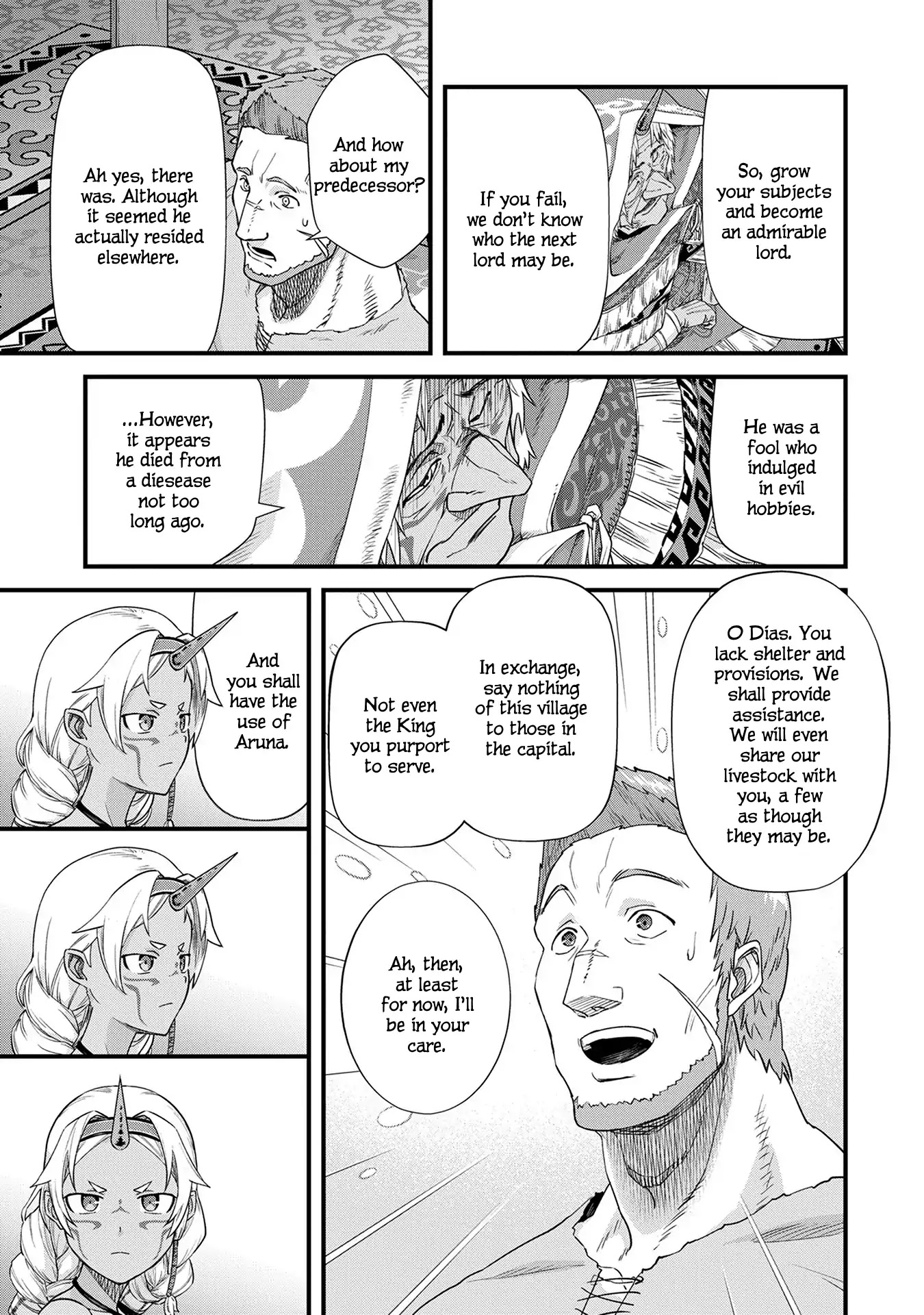 The Population Of The Frontier Owner Starts With 0. "Dias The Blue" And A Blue Horned Girl. chapter 1 page 35