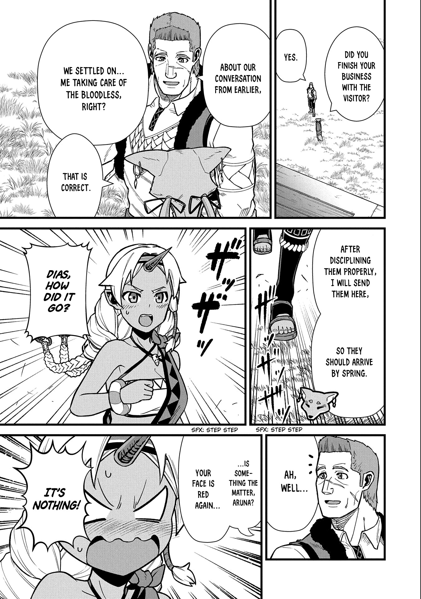 The Population Of The Frontier Owner Starts With 0. "Dias The Blue" And A Blue Horned Girl. chapter 43 page 15