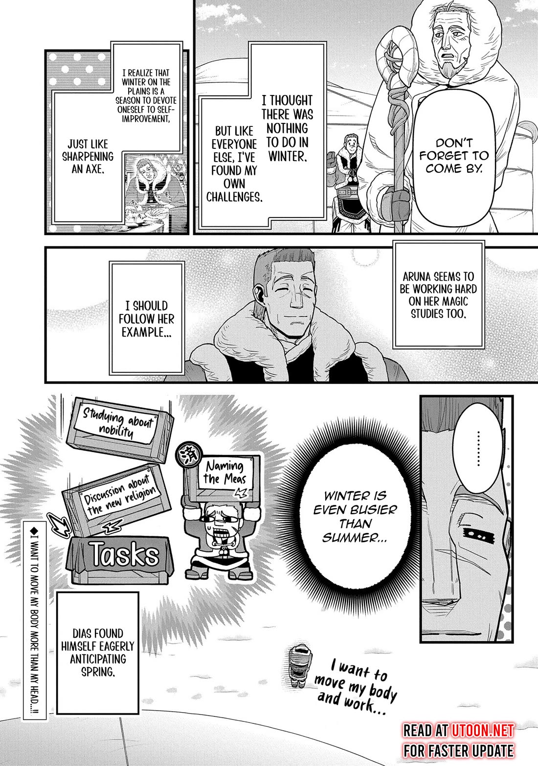 The Population Of The Frontier Owner Starts With 0. "Dias The Blue" And A Blue Horned Girl. chapter 53 page 32