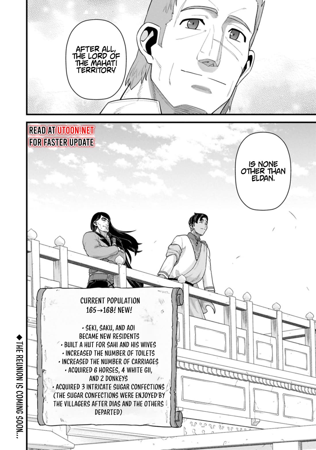 The Population Of The Frontier Owner Starts With 0. "Dias The Blue" And A Blue Horned Girl. chapter 65 page 34