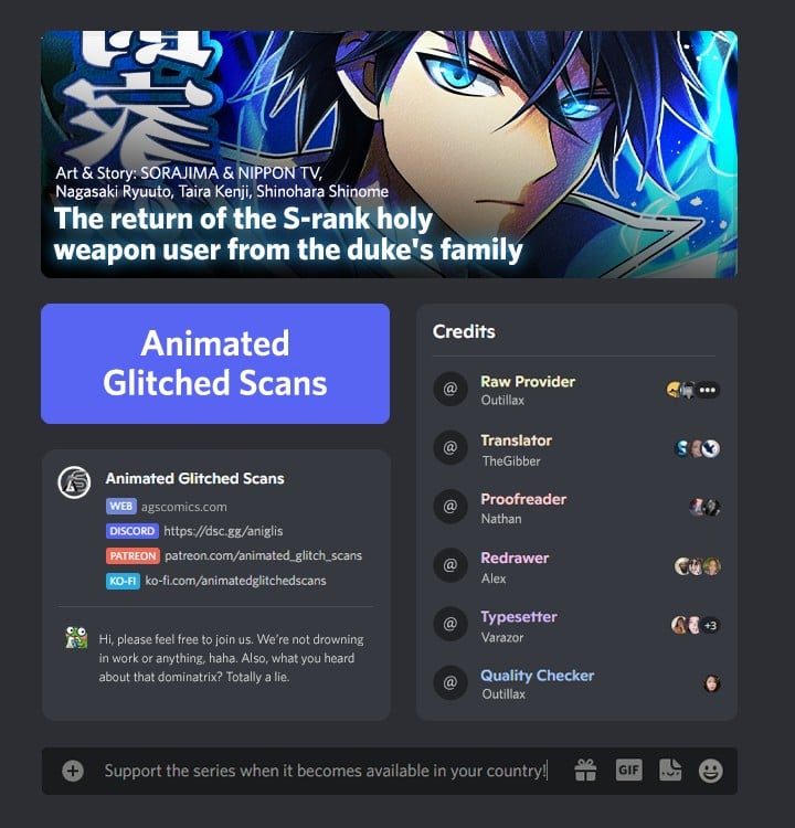 The Return of the S-Rank Holy Weapon User From the Duke’s Family chapter 1 page 1