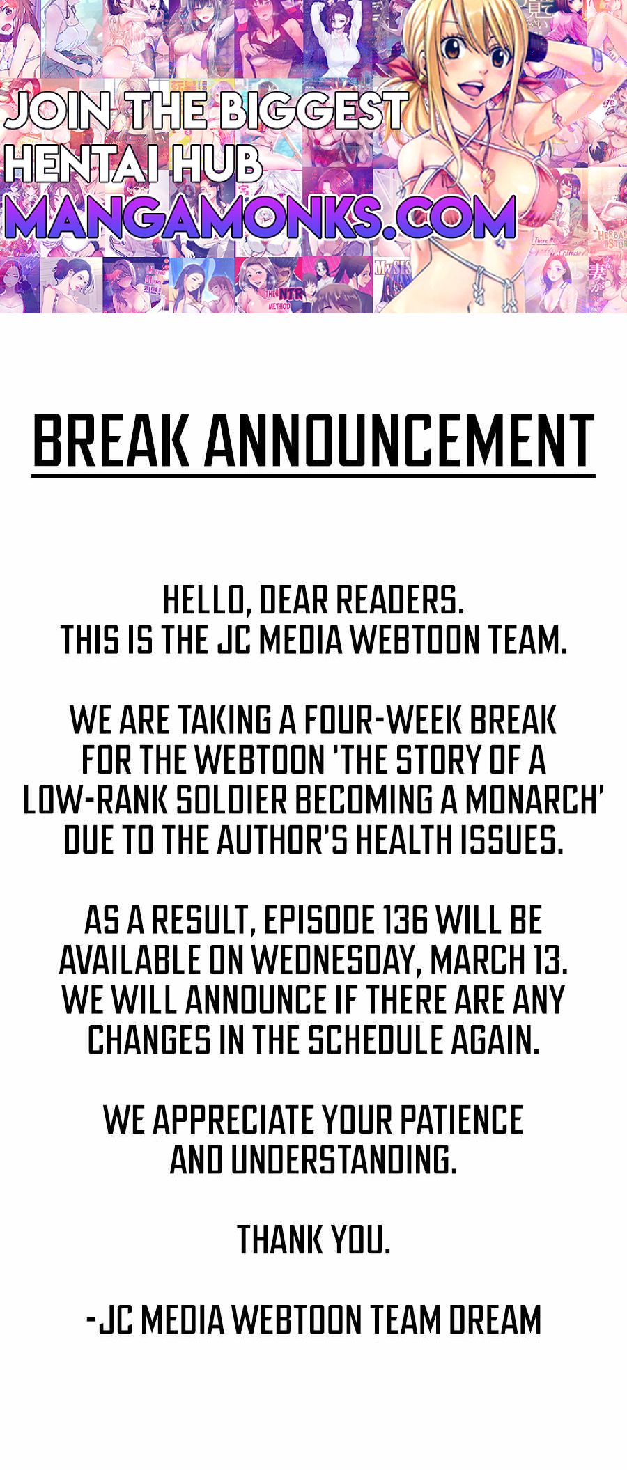 The Story of a Low-Rank Soldier Becoming a Monarch. chapter 135.5 page 1