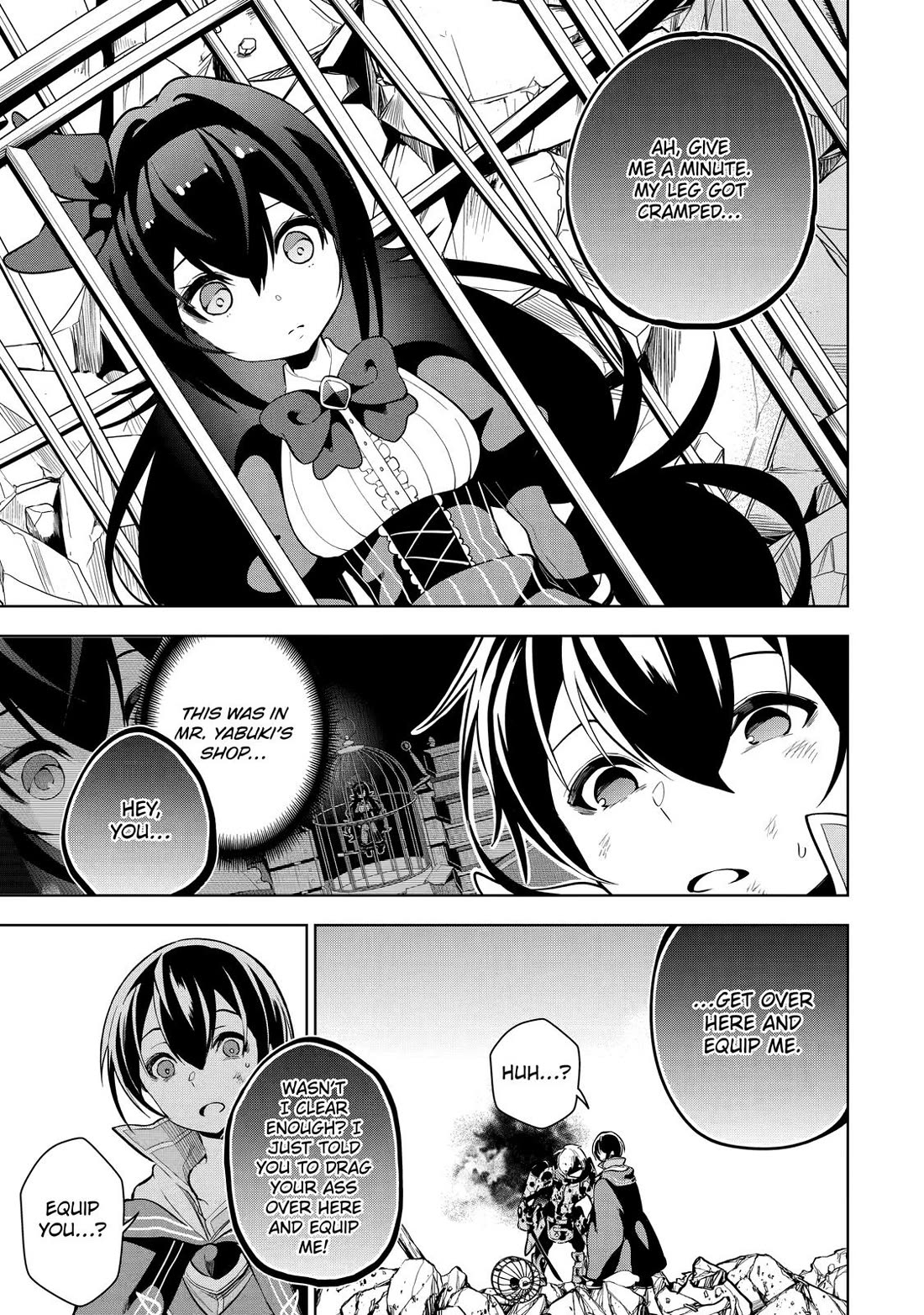 The Strongest Swordsman Has Zero Equipment Slots, but He Can Equip up to 9999 Items if It’s (Cute) Cursed Equipment chapter 1 page 46