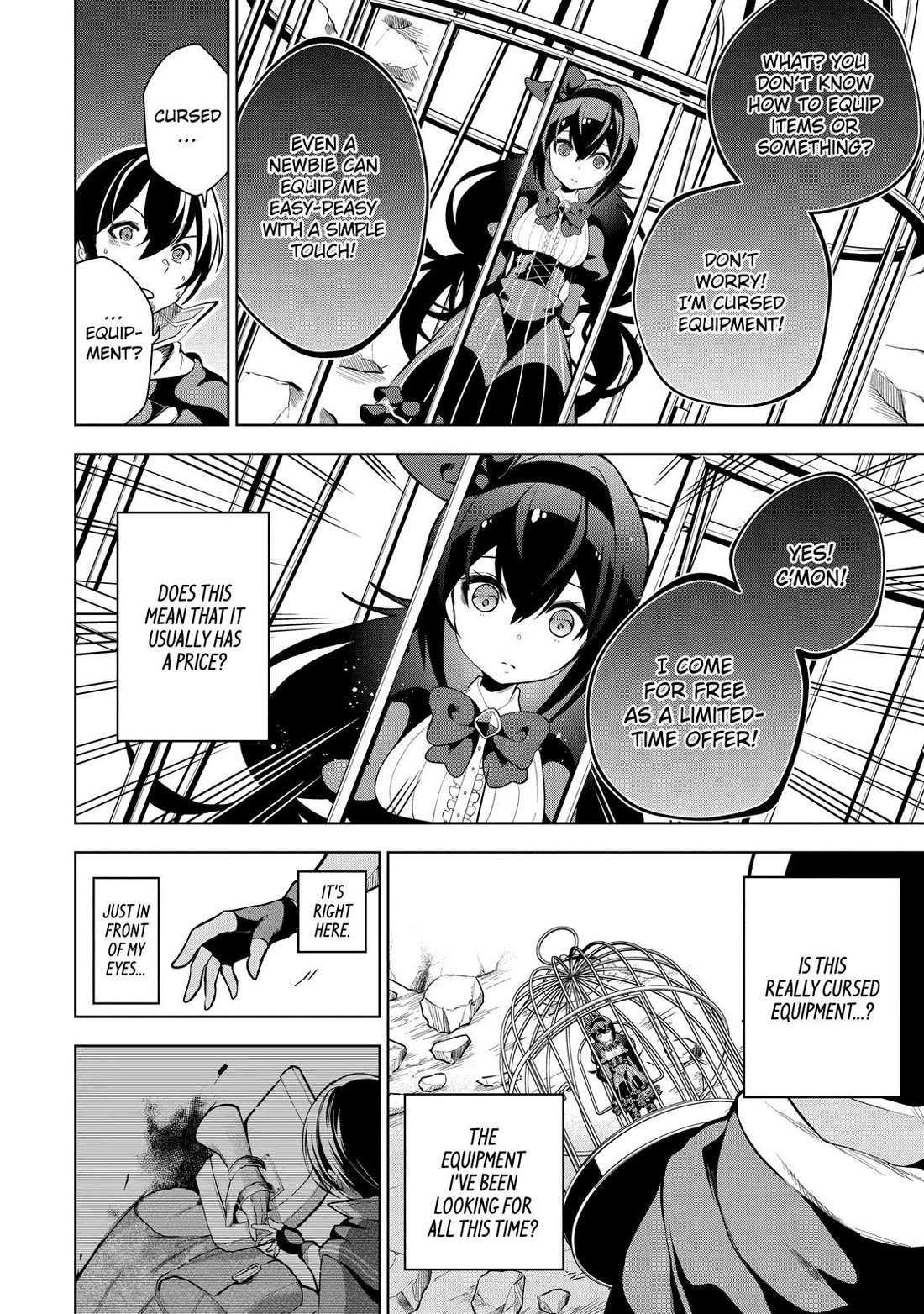 The Strongest Swordsman Has Zero Equipment Slots, but He Can Equip up to 9999 Items if It’s (Cute) Cursed Equipment chapter 1 page 47