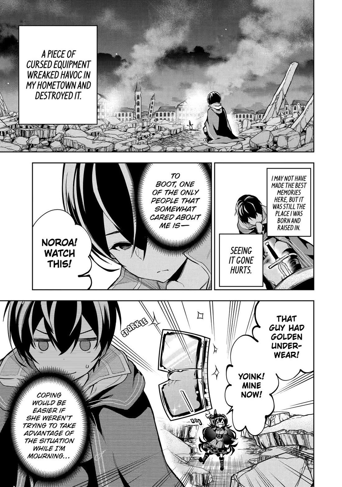 The Strongest Swordsman Has Zero Equipment Slots, but He Can Equip up to 9999 Items if It’s (Cute) Cursed Equipment chapter 2 page 1