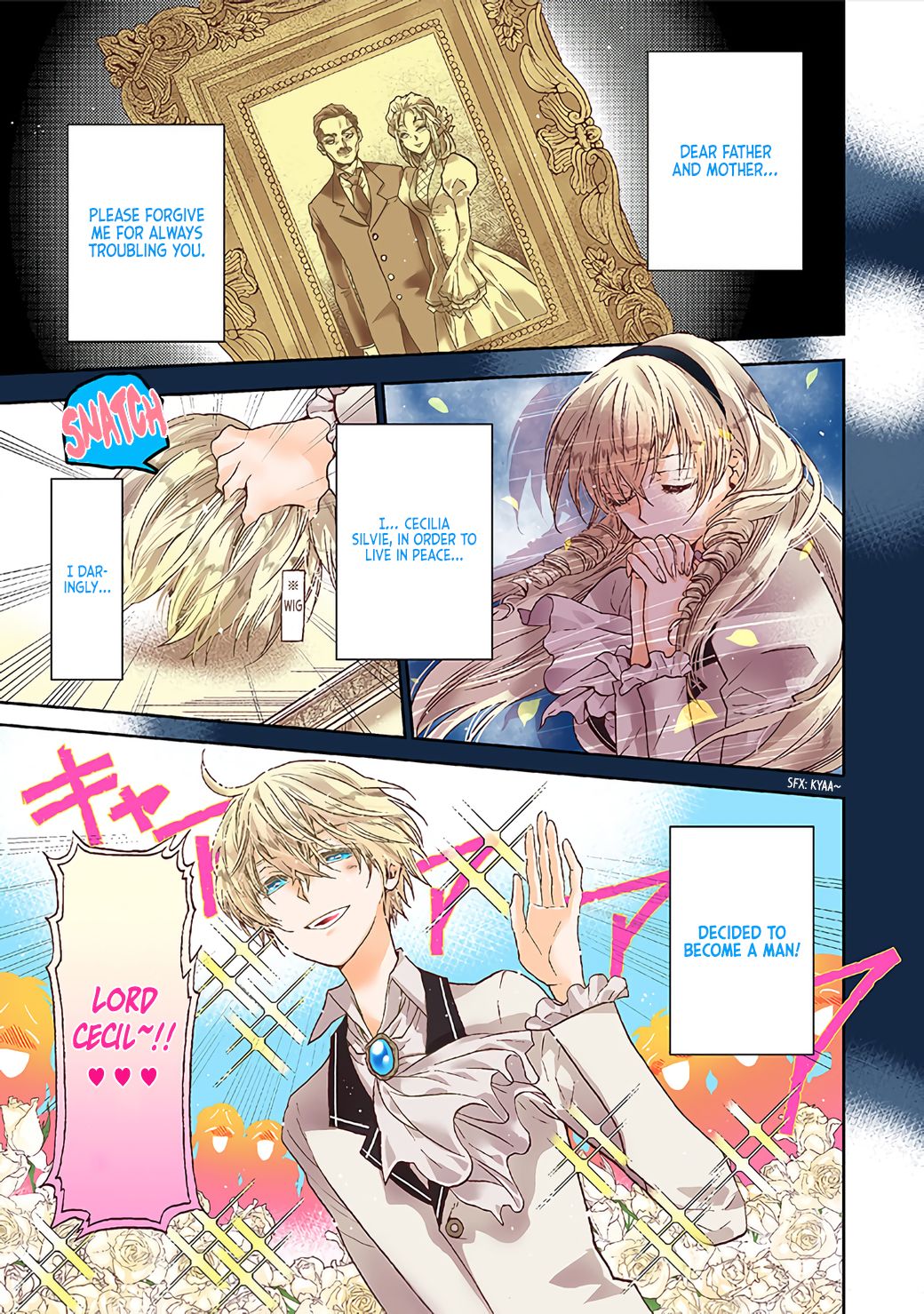 The Villainess, Cecilia Silvie, Doesn't Want to Die, so She Decided to Cross-dress! chapter 1.1 page 1