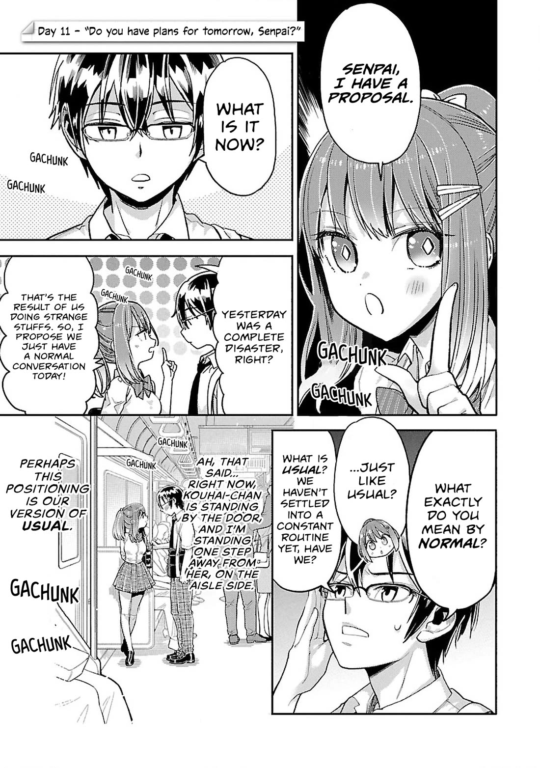 Watashi no shiranai, senpai no 100 ko no koto chapter 11 page 1