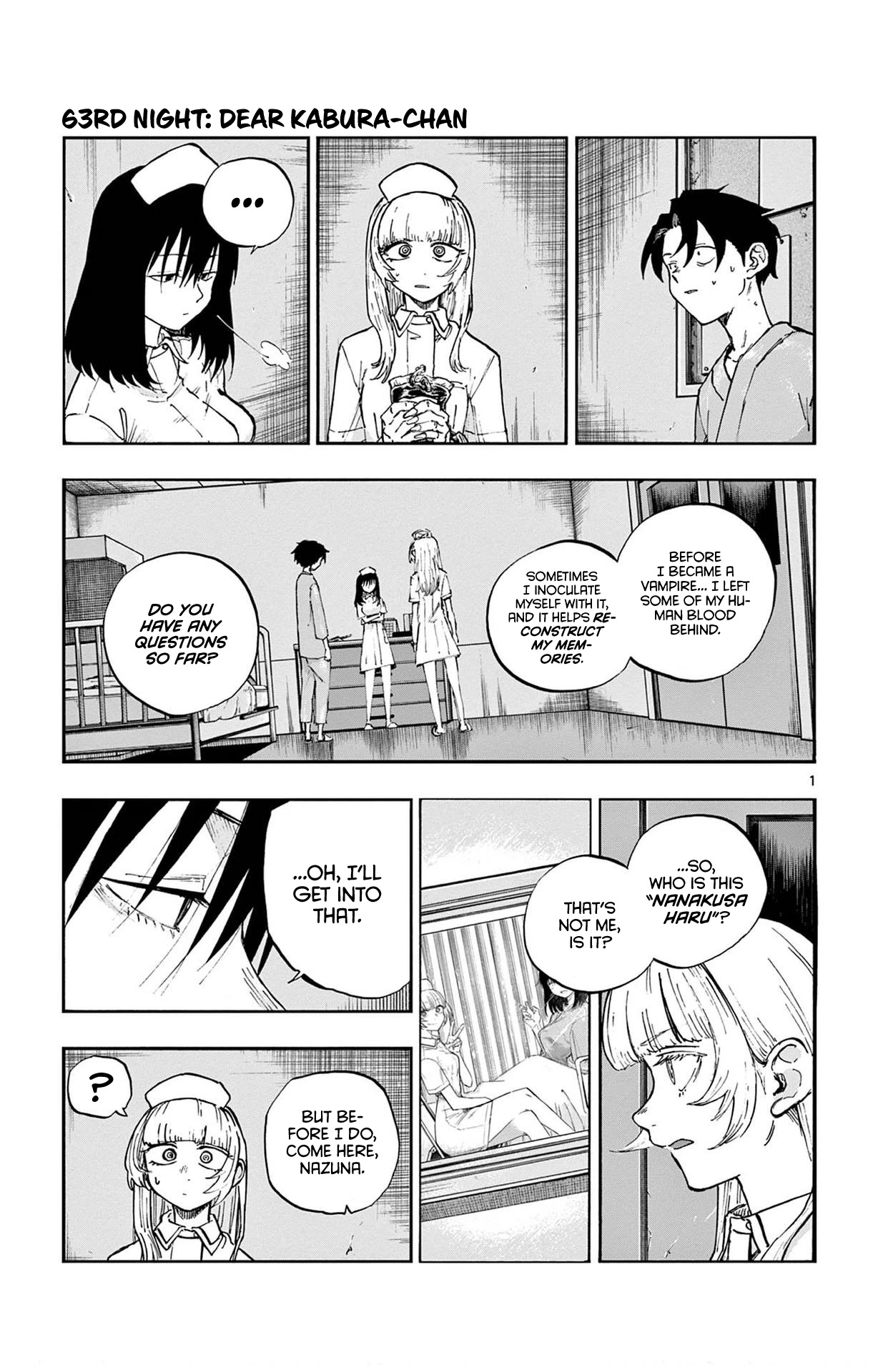 Yofukashi no Uta chapter 63 page 1