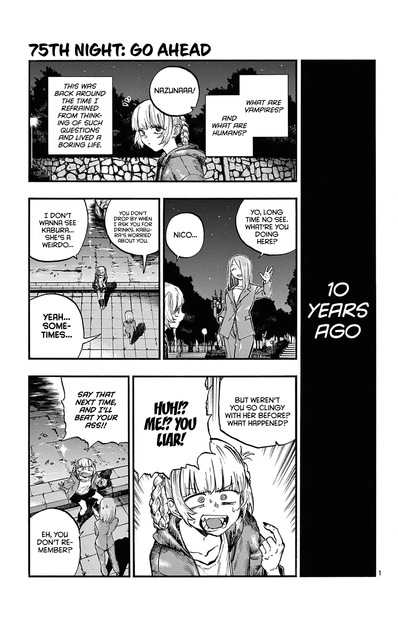 Yofukashi no Uta chapter 75 page 1